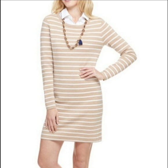 Vineyard Vines Dresses & Skirts - Vineyard Vines Merino Tan & White Striped Dress S